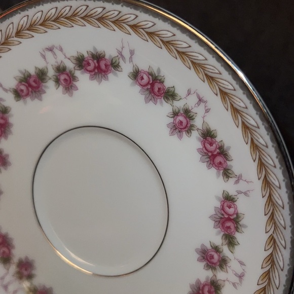 RC SAUCER VINTAGE 1950s PATTERN NORITAKE 564 VICTORIAN PINK ROSES AND LAUREL - Picture 8 of 11